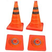 Paquete de 4 conos de tráfico plegables de 18 pulgadas (45 cm) Cono de seguridad reflectante emergente multipropósito…